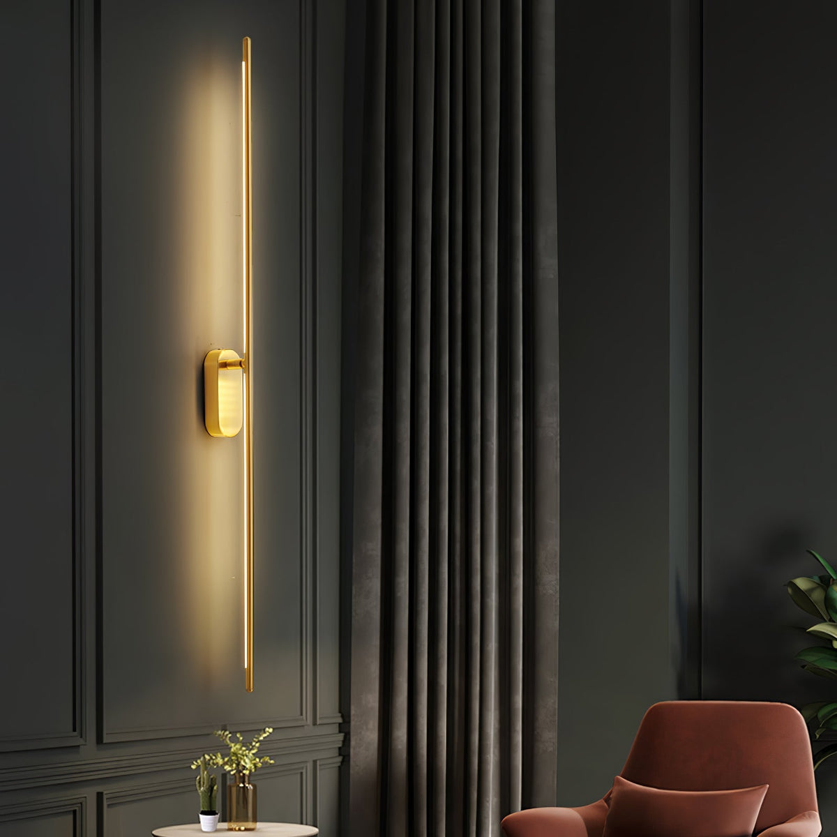 Minimalist Stick-Shaped Metal Wall Sconce