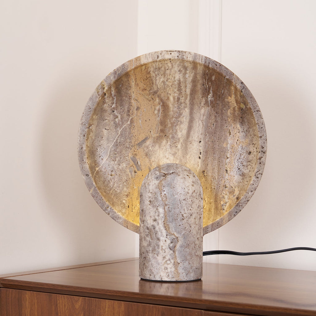 Stolní lampa z přírodního žlutého travertinu