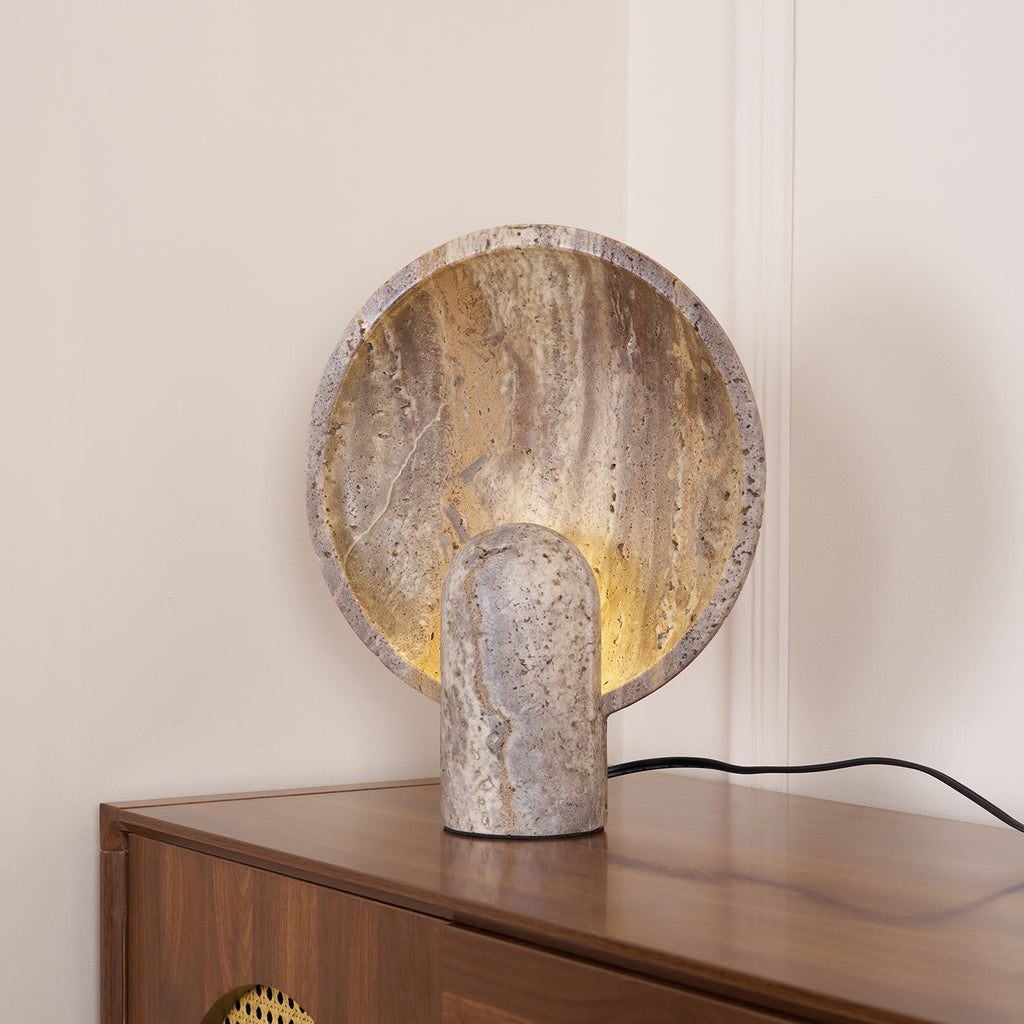 Stolní lampa z přírodního žlutého travertinu