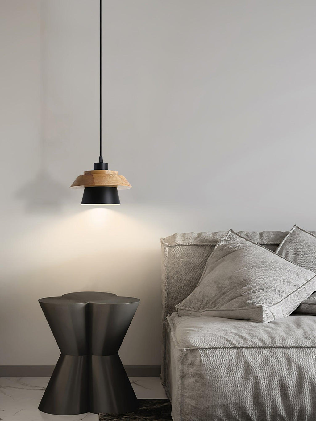 Stone Wood-pendellampe — Nordisk design, justerbar ledning
