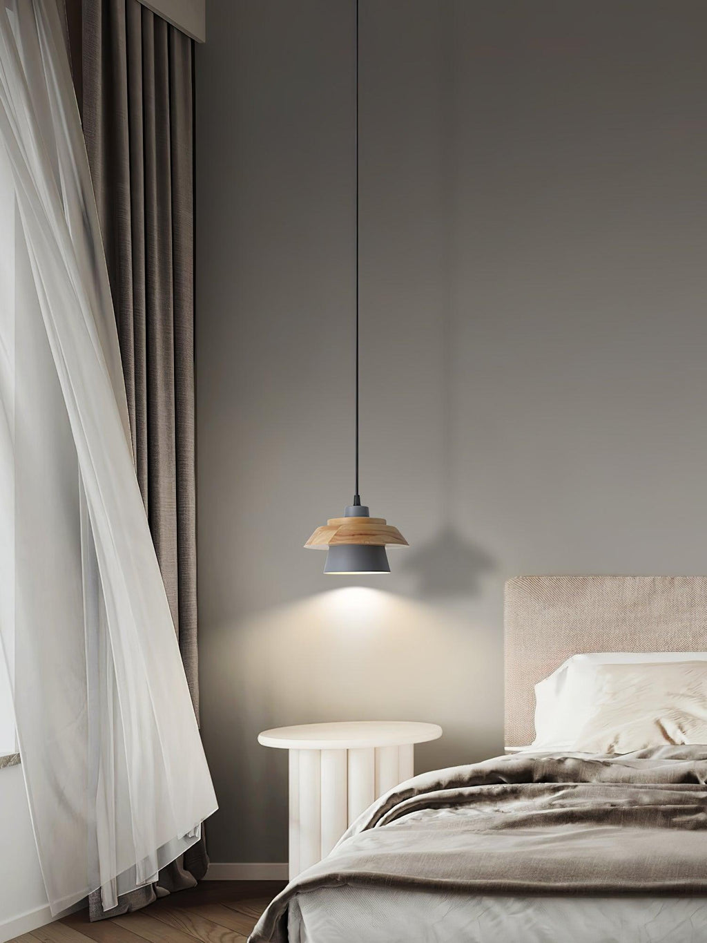 Stone Wood-pendellampe — Nordisk design, justerbar ledning