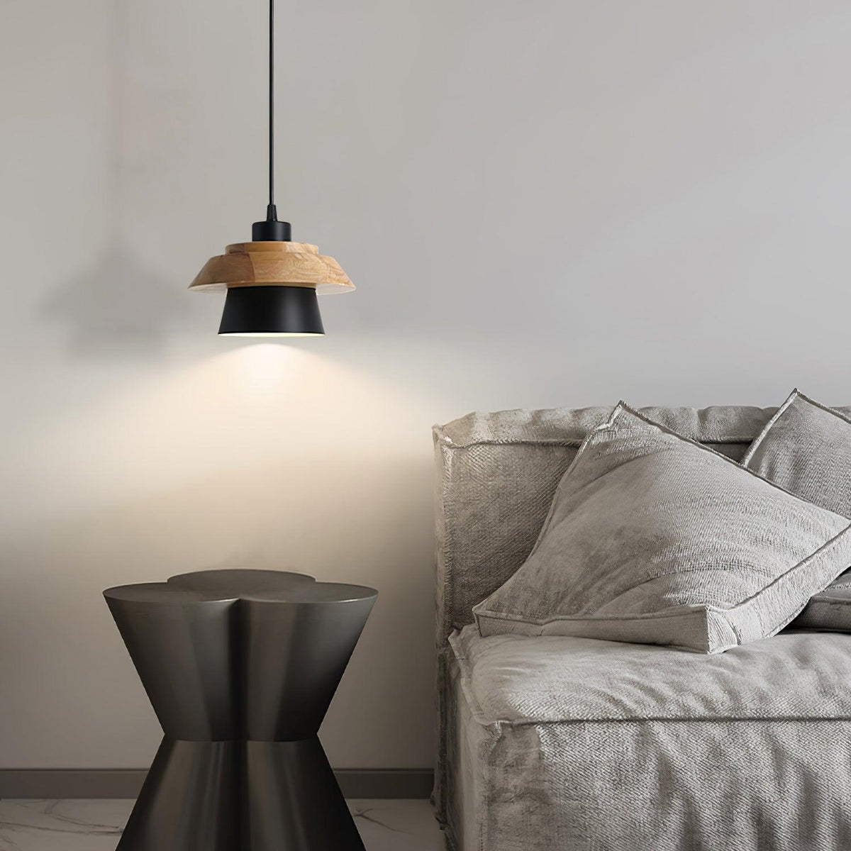 Stone Wood-pendellampe — Nordisk design, justerbar ledning