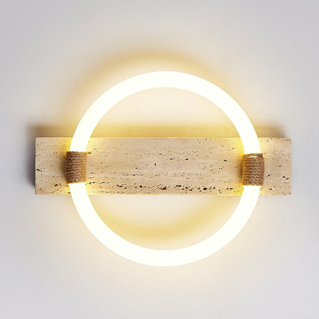 Lampa sufitowa Stonek z trawertynu — minimalistyczna, ze zintegrowaną diodą LED, chłodnym i ciepłym białym światłem