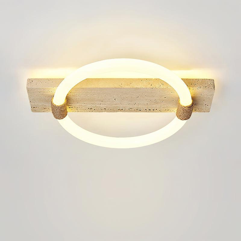 Lampa sufitowa Stonek z trawertynu — minimalistyczna, ze zintegrowaną diodą LED, chłodnym i ciepłym białym światłem
