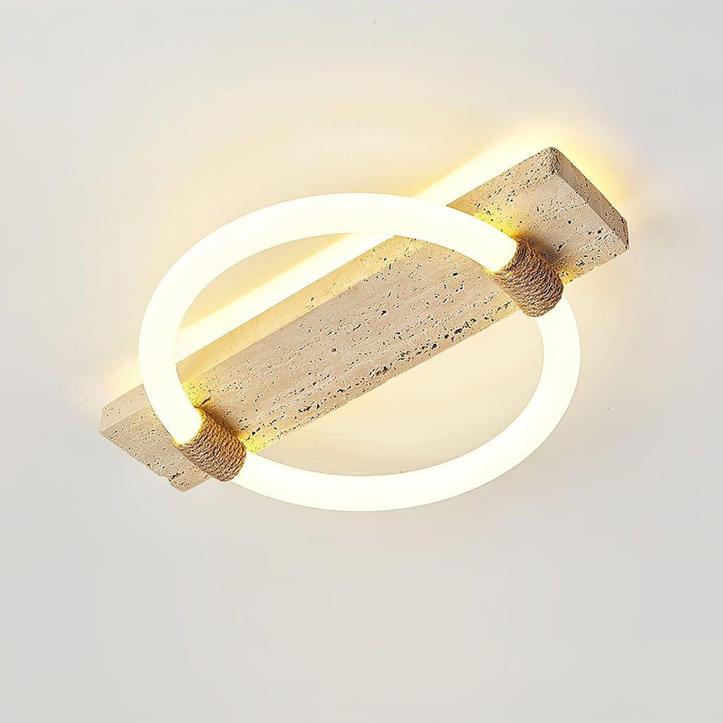 Lampa sufitowa Stonek z trawertynu — minimalistyczna, ze zintegrowaną diodą LED, chłodnym i ciepłym białym światłem