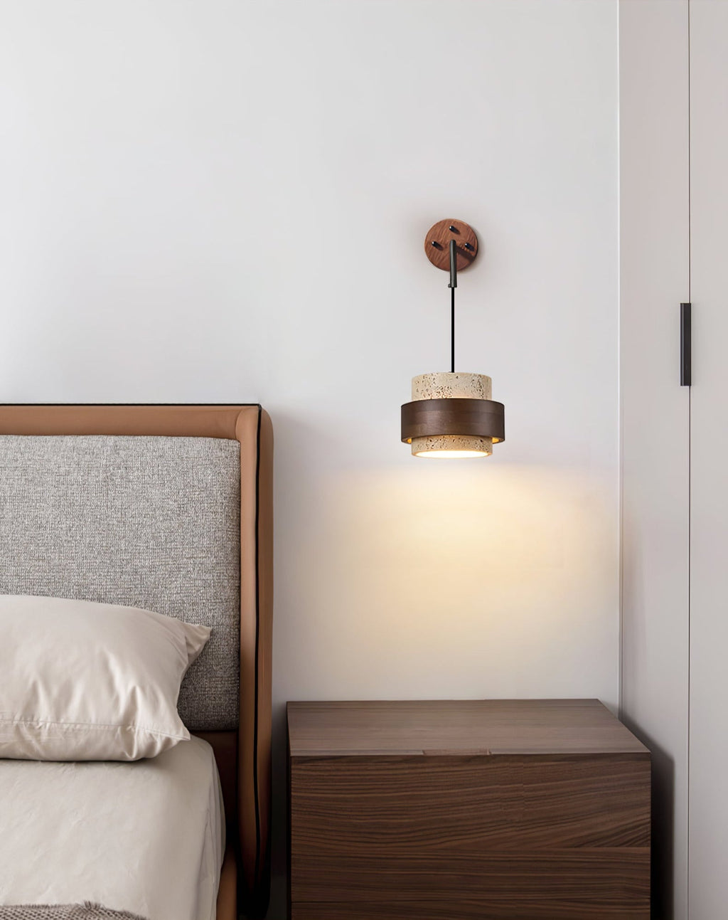 Stonova-travertinvæglampe — Moderne, jordnært design, integreret LED-pære