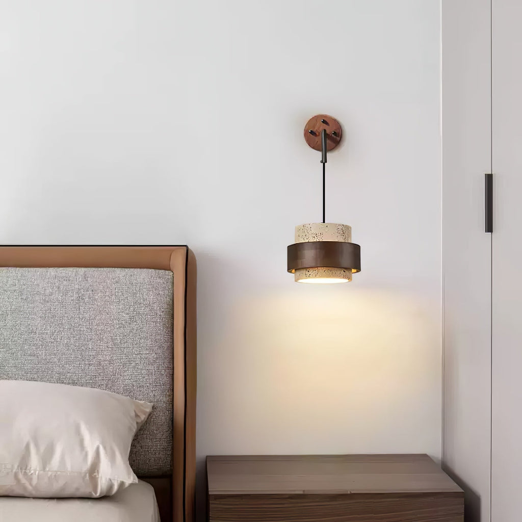 Stonova-travertinvæglampe — Moderne, jordnært design, integreret LED-pære