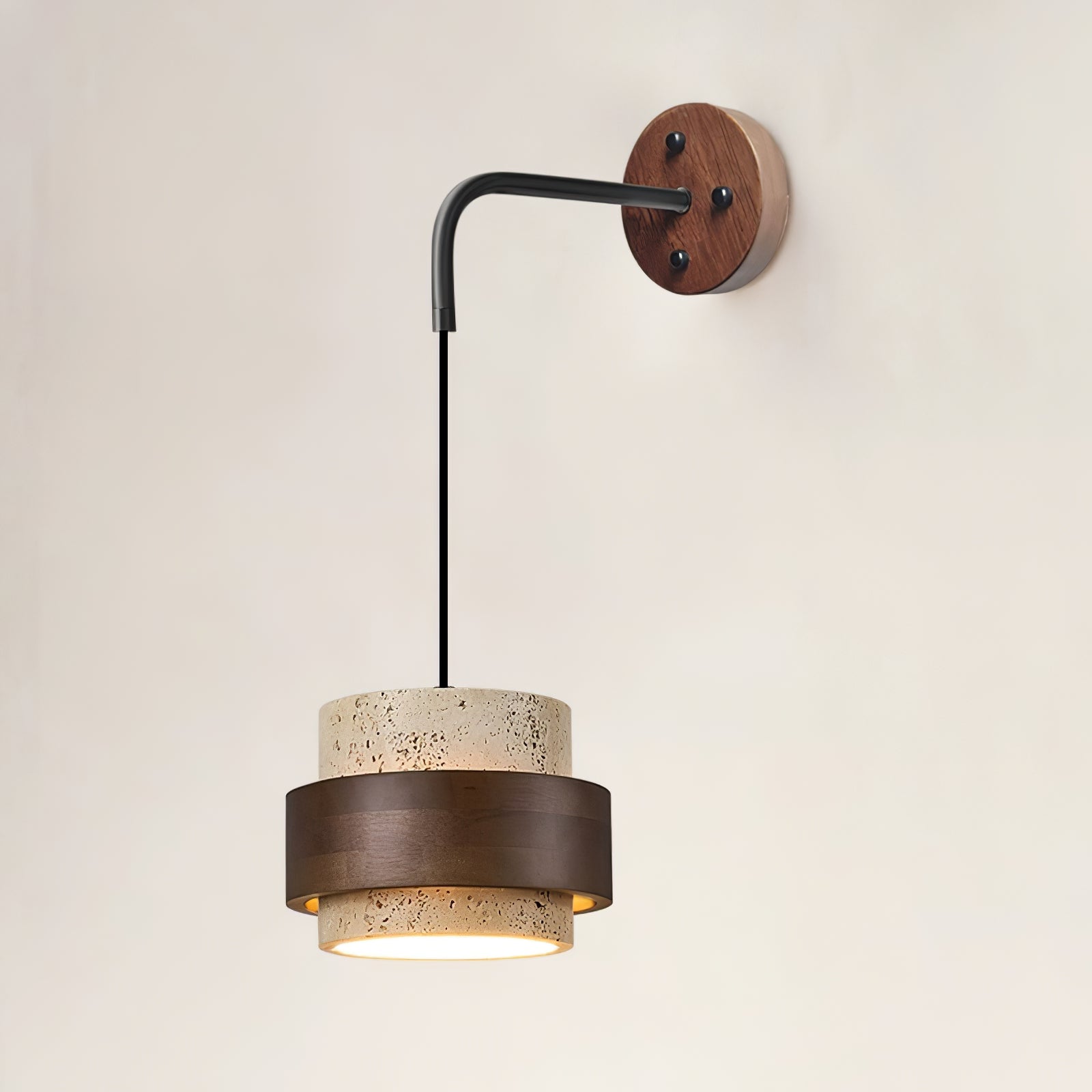 Stonova-travertinvæglampe — Moderne, jordnært design, integreret LED-pære