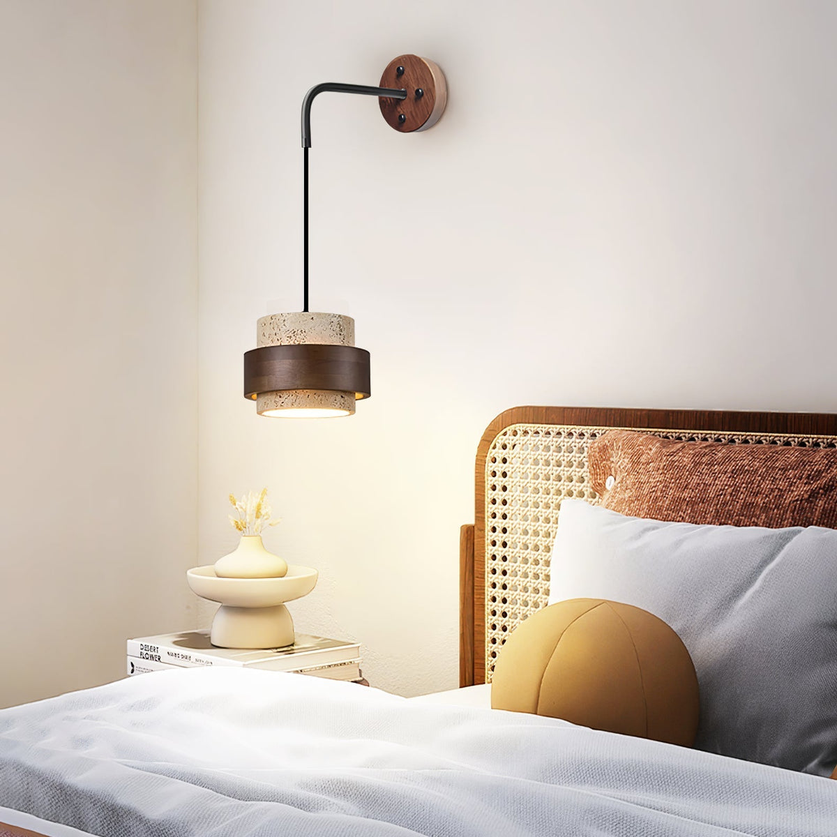 Stonova-travertinvæglampe — Moderne, jordnært design, integreret LED-pære