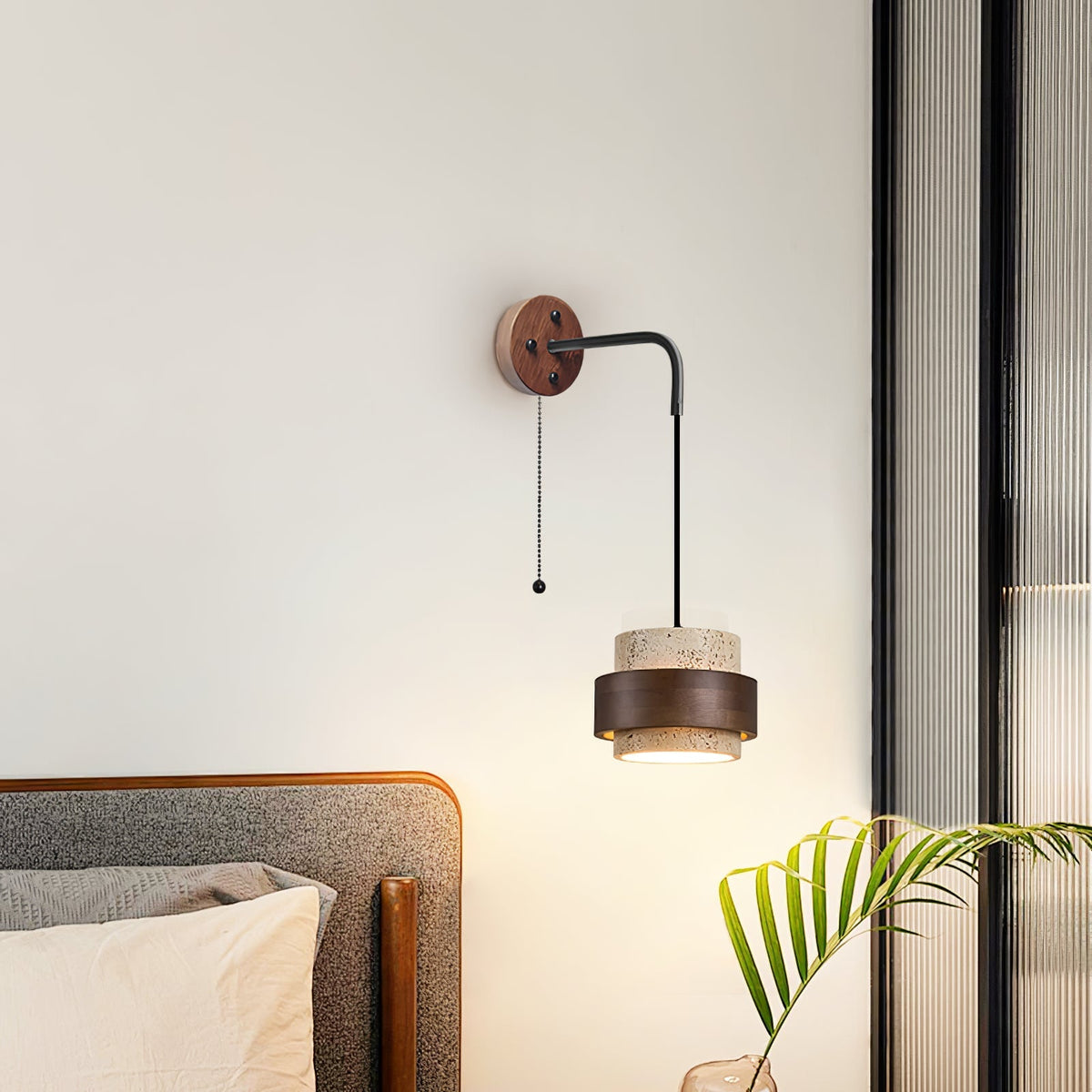 Stonova-travertinvæglampe — Moderne, jordnært design, integreret LED-pære