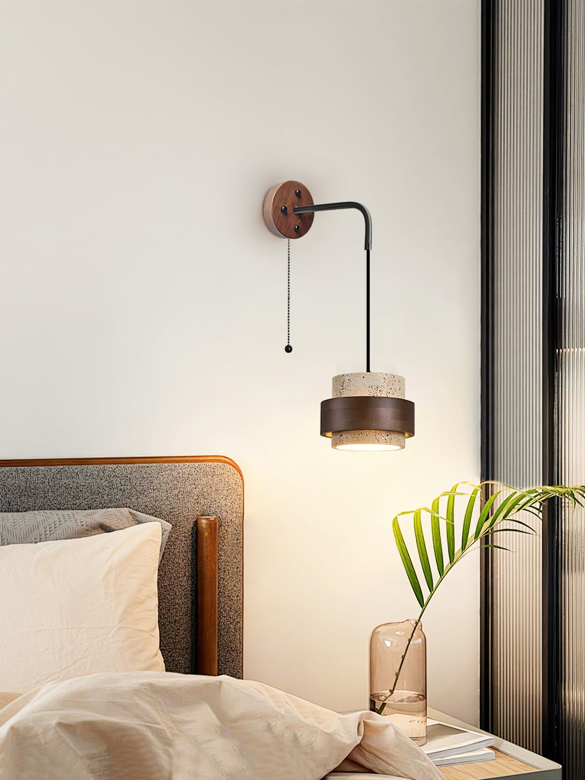 Stonova-travertinvæglampe — Moderne, jordnært design, integreret LED-pære