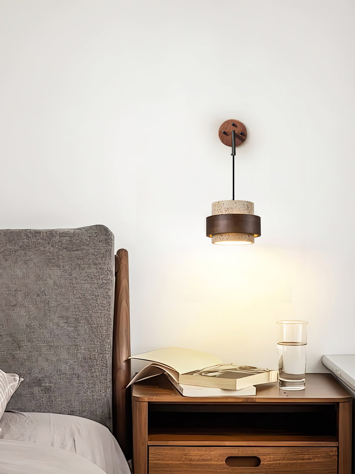 Stonova-travertinvæglampe — Moderne, jordnært design, integreret LED-pære