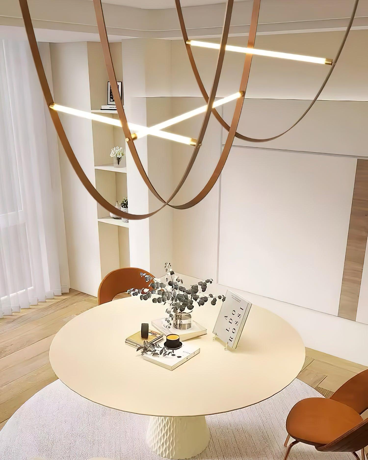 Tracer Belt Pendant Lamp — LED Silicone Diffuser, Premium Leather Belt Suspension