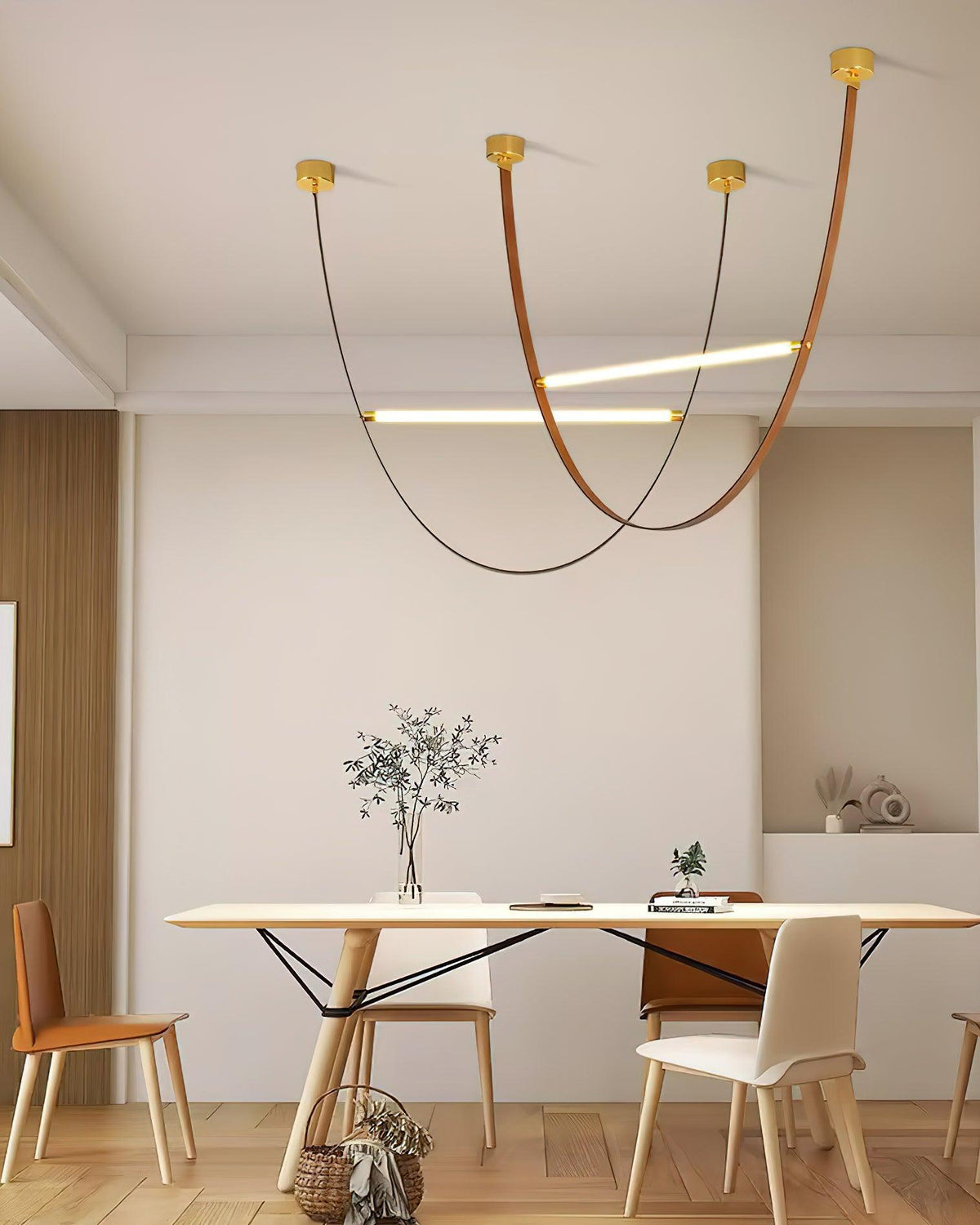 Tracer Belt Pendant Lamp — LED Silicone Diffuser, Premium Leather Belt Suspension