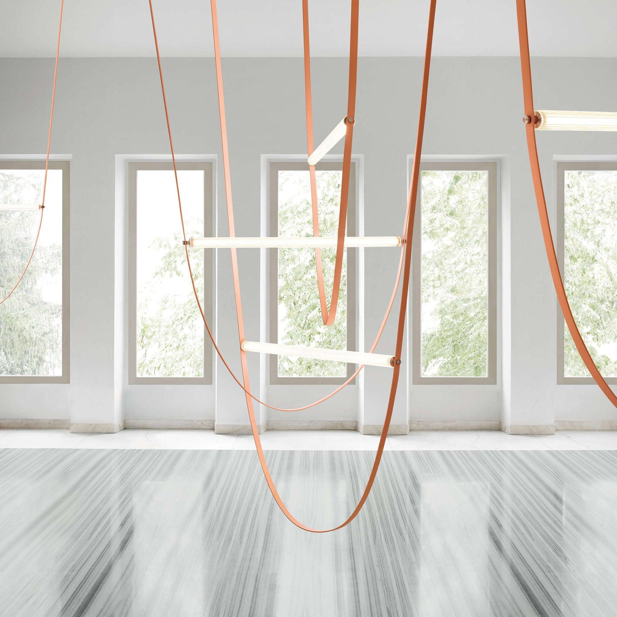 Tracer Belt Pendant Lamp — LED Silicone Diffuser, Premium Leather Belt Suspension