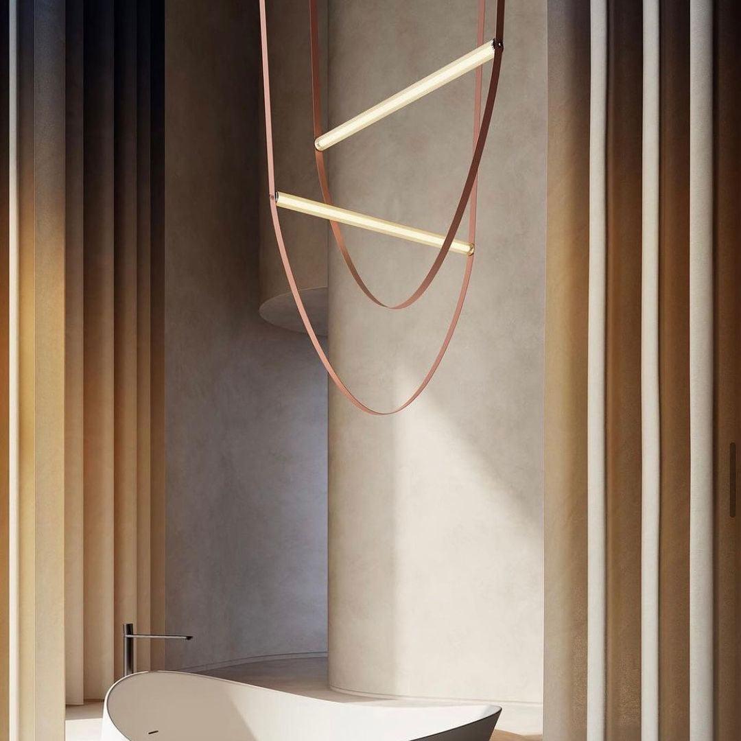 Tracer Belt Pendant Lamp — LED Silicone Diffuser, Premium Leather Belt Suspension