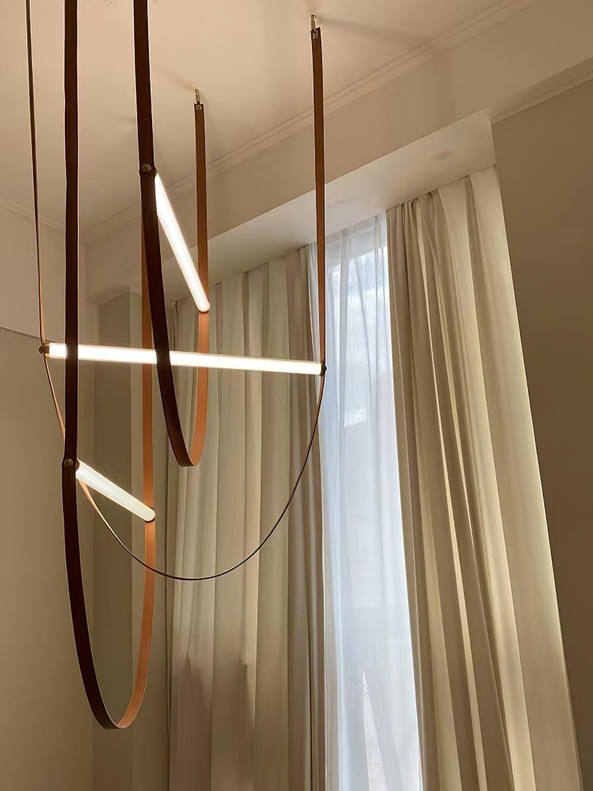 Tracer Belt Pendant Lamp — LED Silicone Diffuser, Premium Leather Belt Suspension