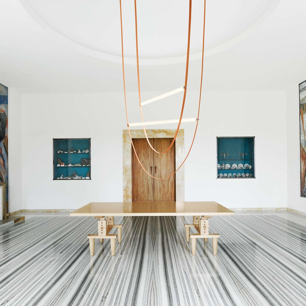 Tracer Belt Pendant Lamp — LED Silicone Diffuser, Premium Leather Belt Suspension