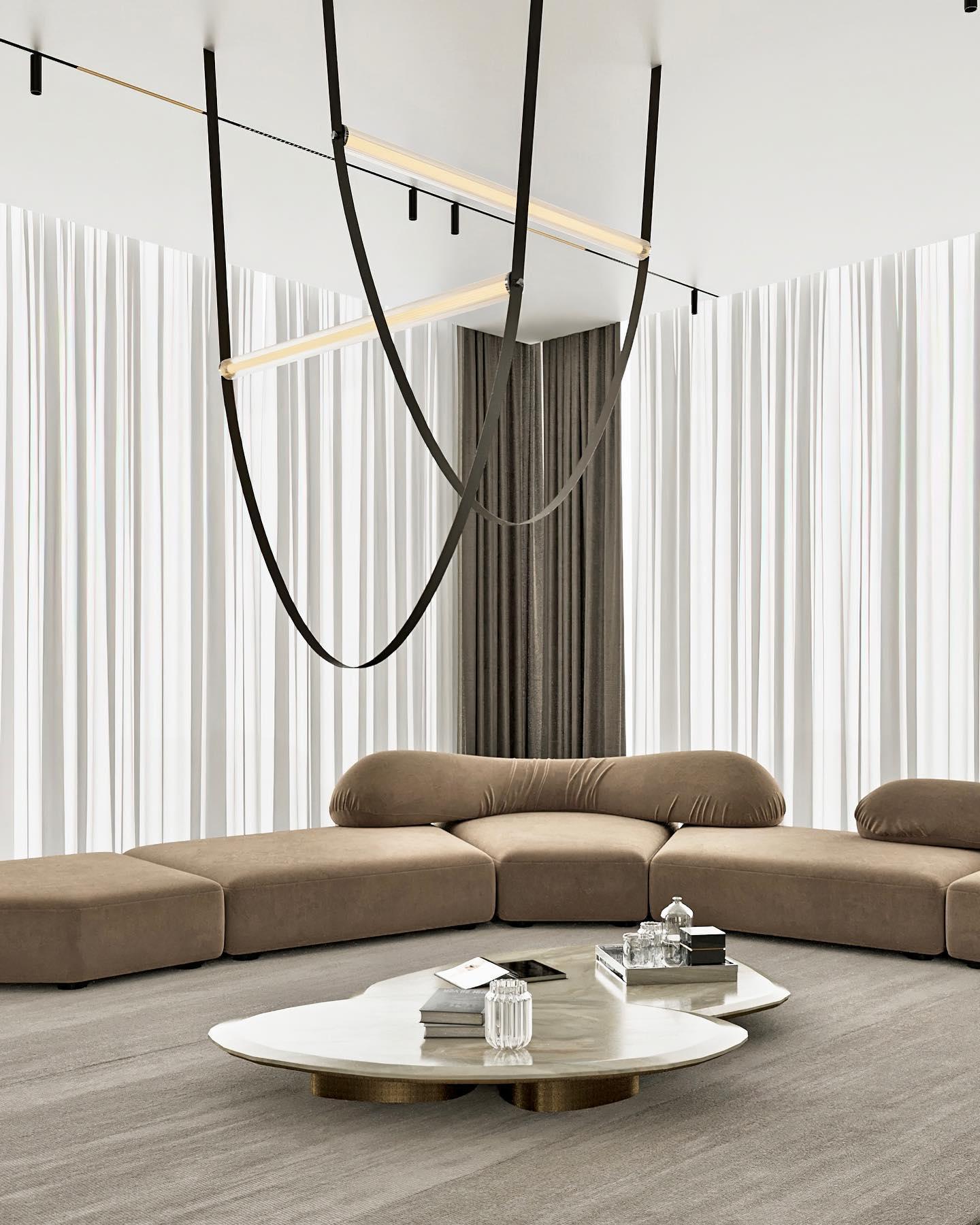 Tracer Belt Pendant Lamp — LED Silicone Diffuser, Premium Leather Belt Suspension