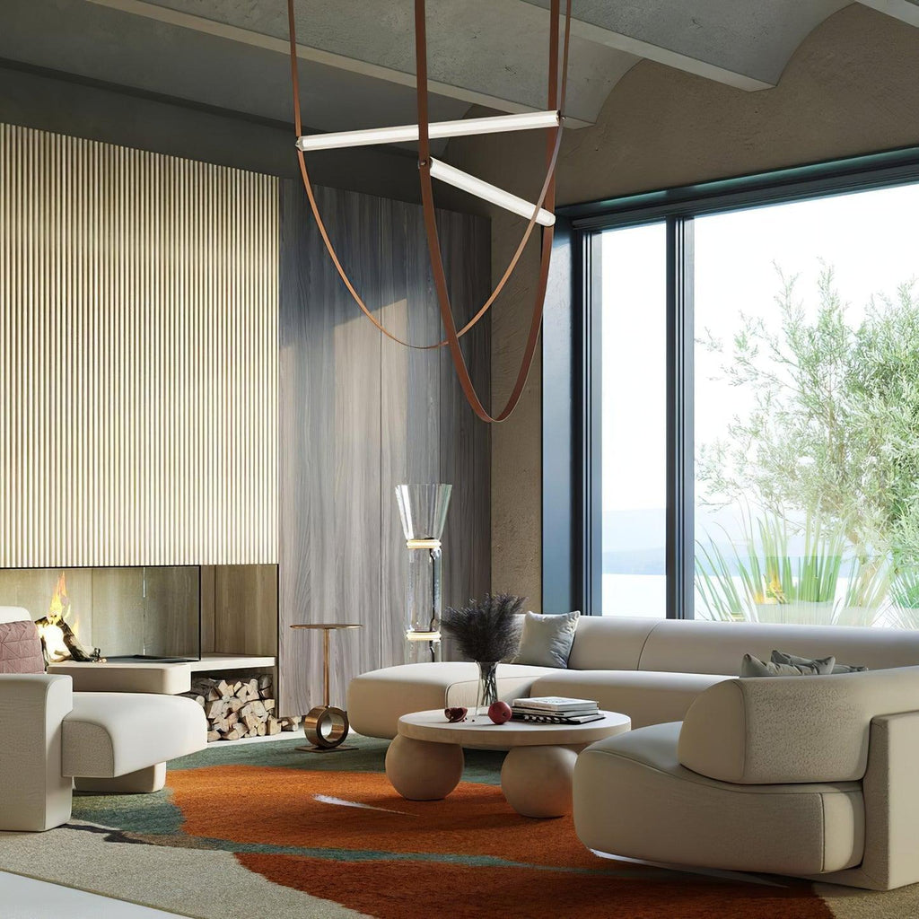 Tracer Belt Pendant Lamp — LED Silicone Diffuser, Premium Leather Belt Suspension