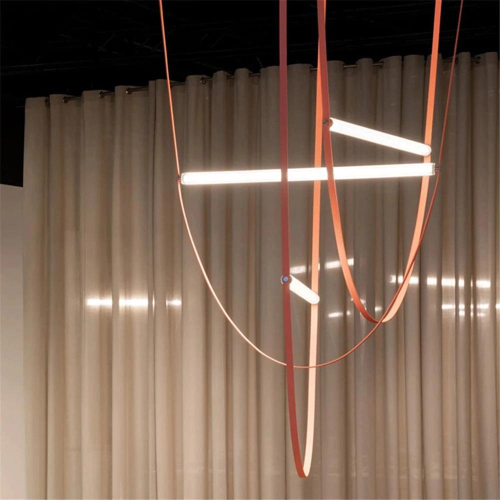 Tracer Belt Pendant Lamp — LED Silicone Diffuser, Premium Leather Belt Suspension