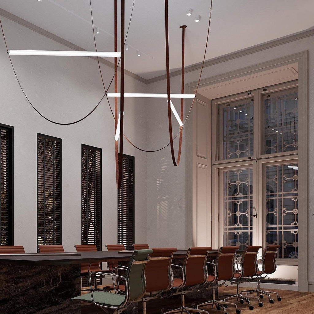 Tracer Belt Pendant Lamp — LED Silicone Diffuser, Premium Leather Belt Suspension