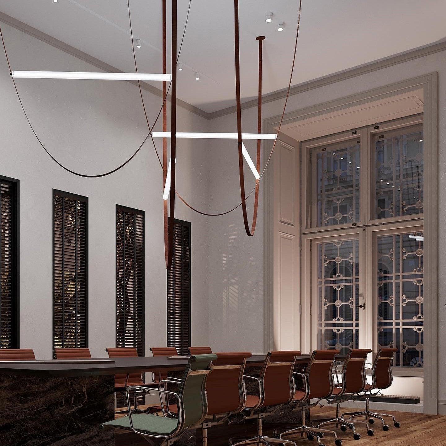 Tracer Belt Pendant Lamp — LED Silicone Diffuser, Premium Leather Belt Suspension