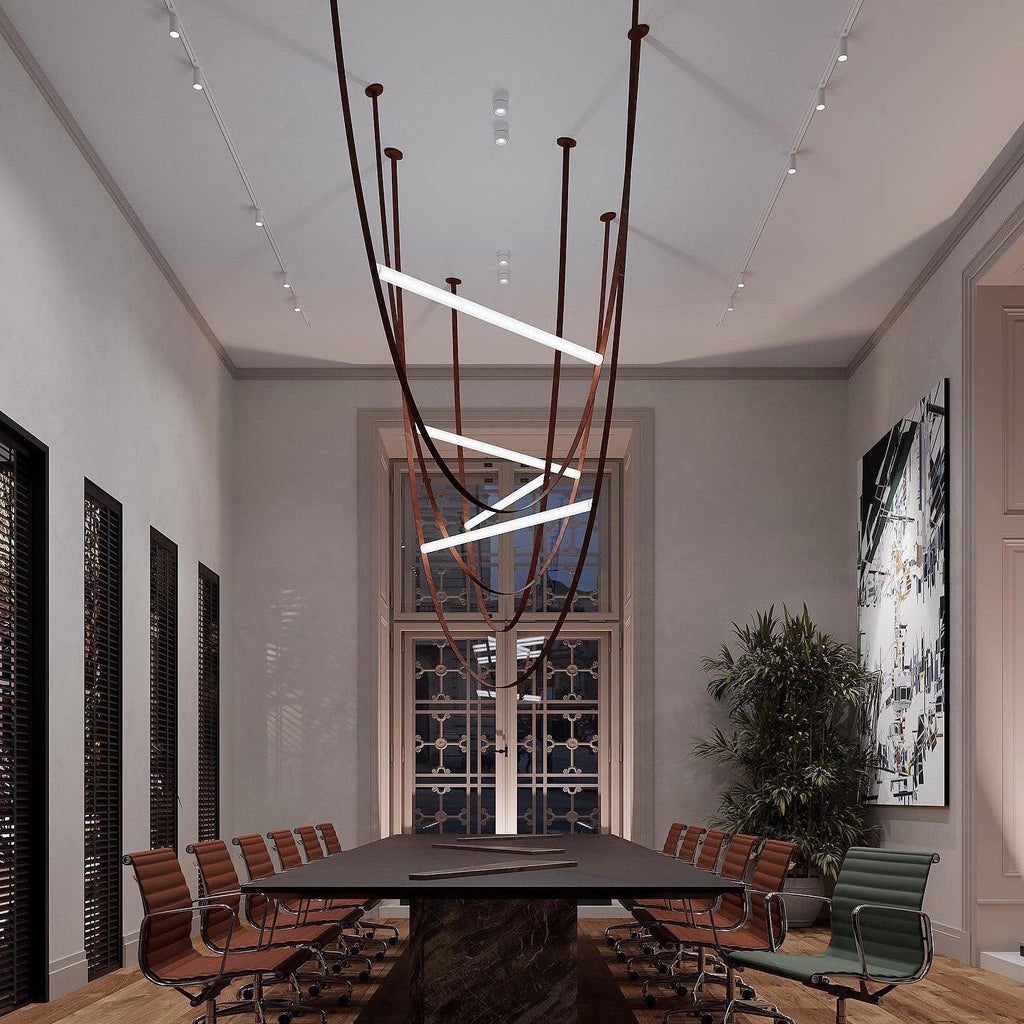 Tracer Belt Pendant Lamp — LED Silicone Diffuser, Premium Leather Belt Suspension