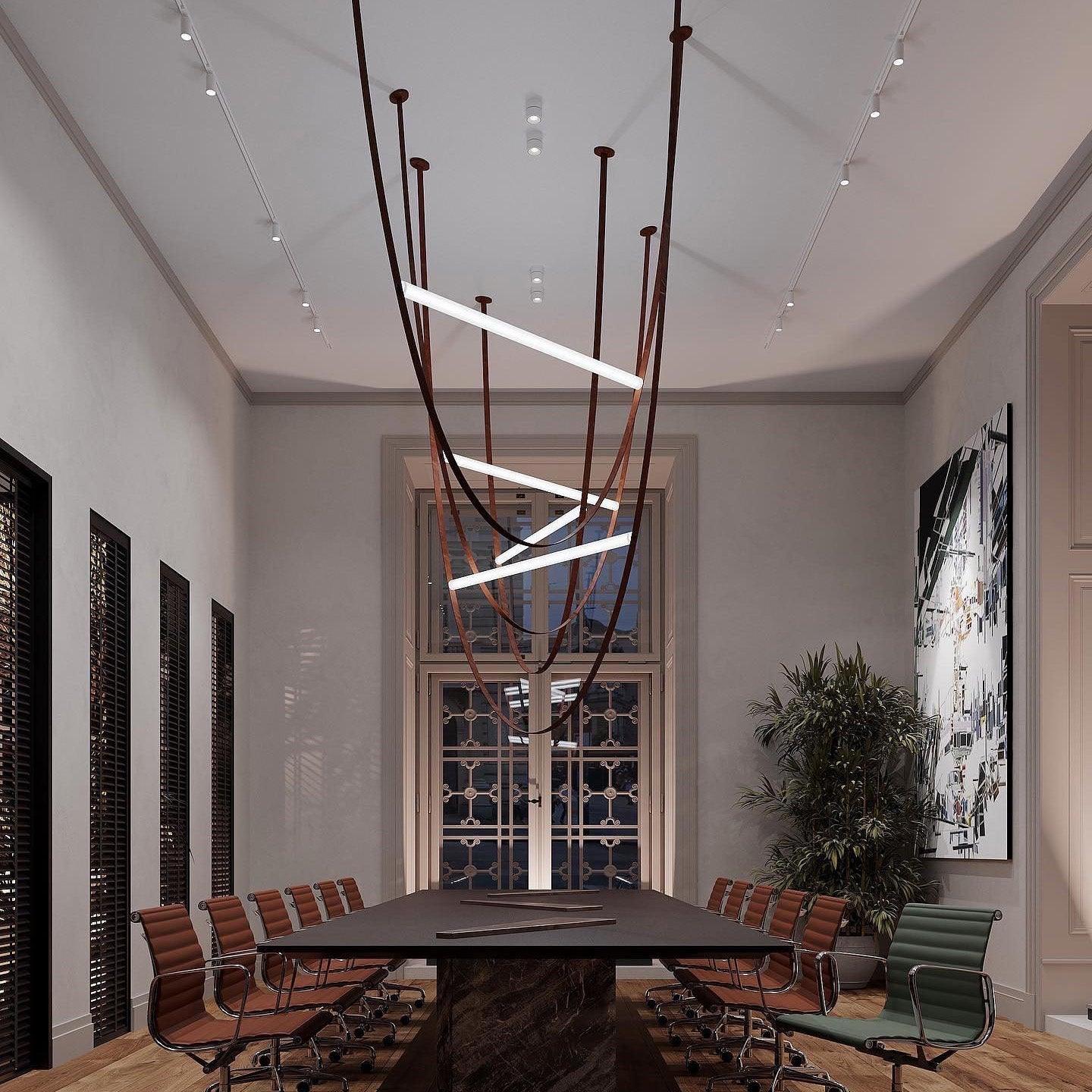 Tracer Belt Pendant Lamp — LED Silicone Diffuser, Premium Leather Belt Suspension