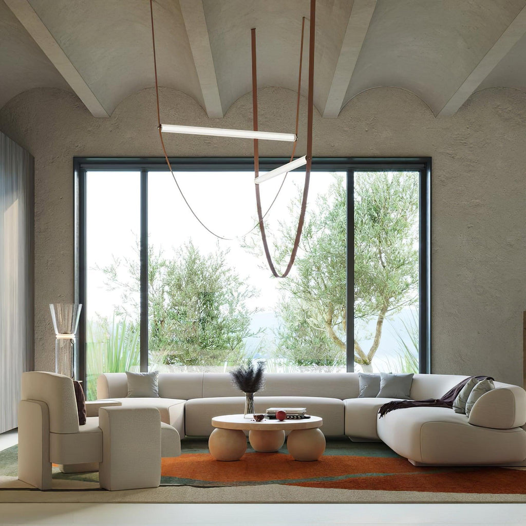 Tracer Belt Pendant Lamp — LED Silicone Diffuser, Premium Leather Belt Suspension