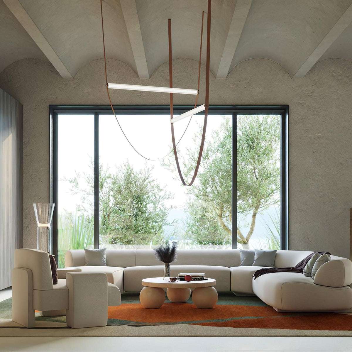 Tracer Belt Pendant Lamp — LED Silicone Diffuser, Premium Leather Belt Suspension