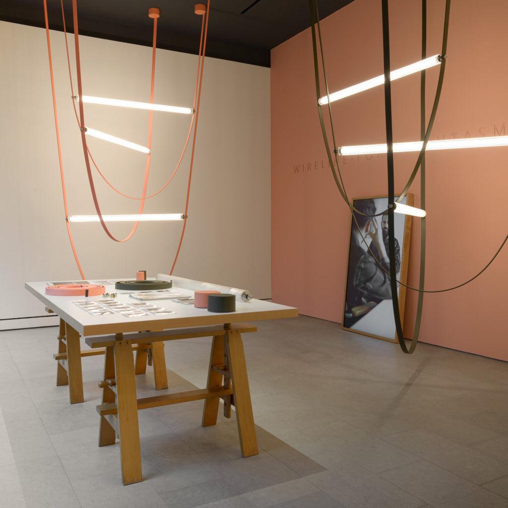 Tracer Belt Pendant Lamp — LED Silicone Diffuser, Premium Leather Belt Suspension