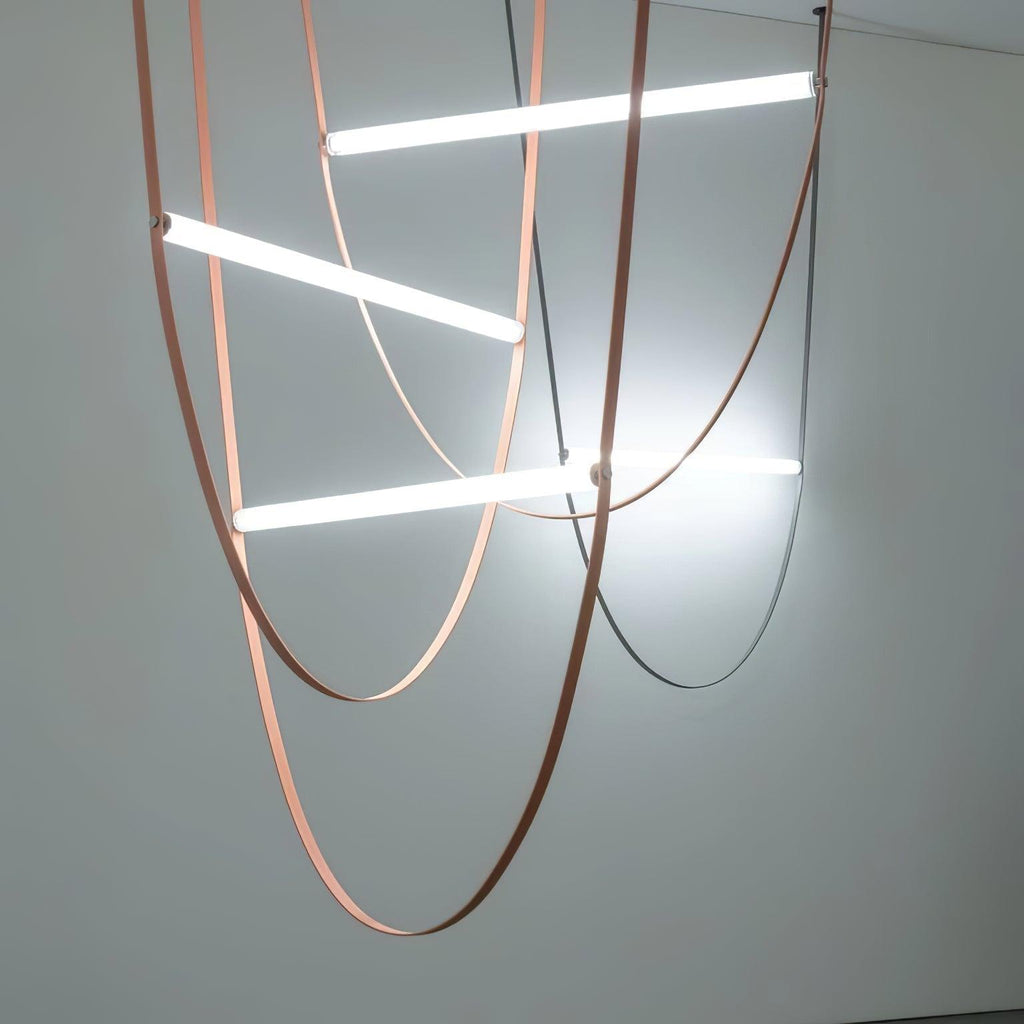 Tracer Belt Pendant Lamp — LED Silicone Diffuser, Premium Leather Belt Suspension