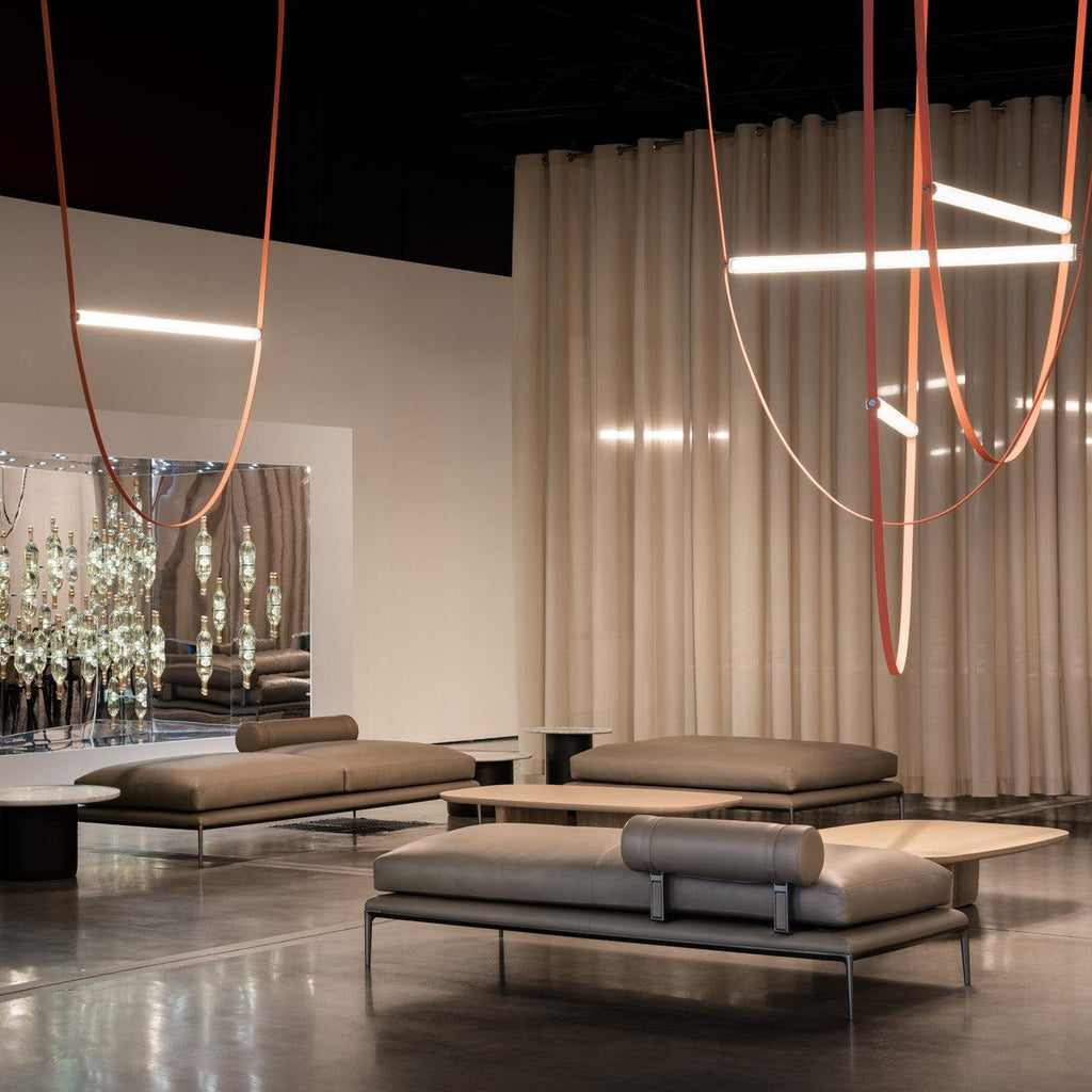 Tracer Belt Pendant Lamp — LED Silicone Diffuser, Premium Leather Belt Suspension