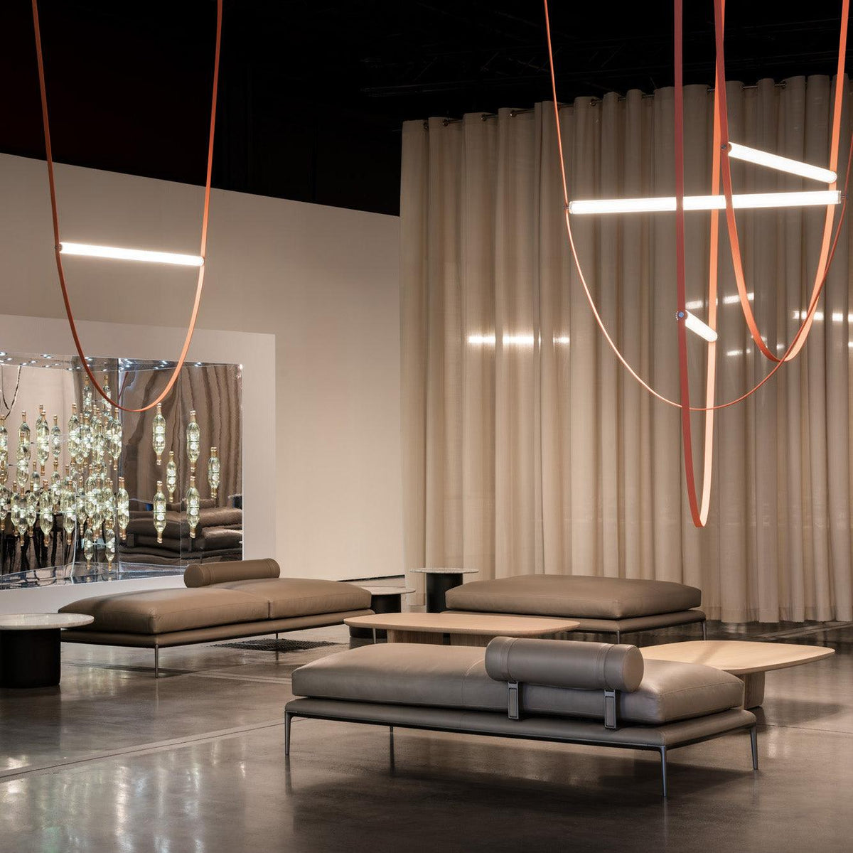 Tracer Belt Pendant Lamp — LED Silicone Diffuser, Premium Leather Belt Suspension