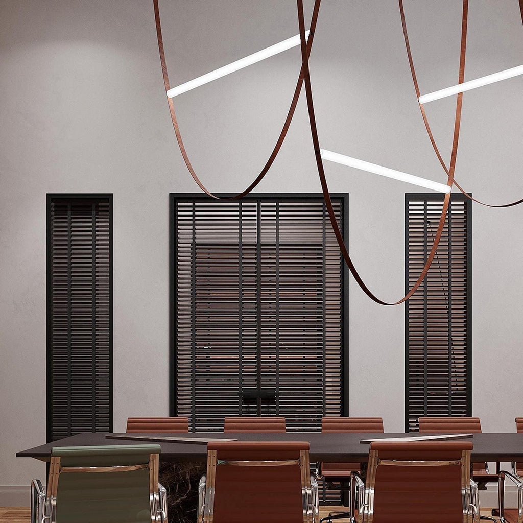 Tracer Belt Pendant Lamp — LED Silicone Diffuser, Premium Leather Belt Suspension