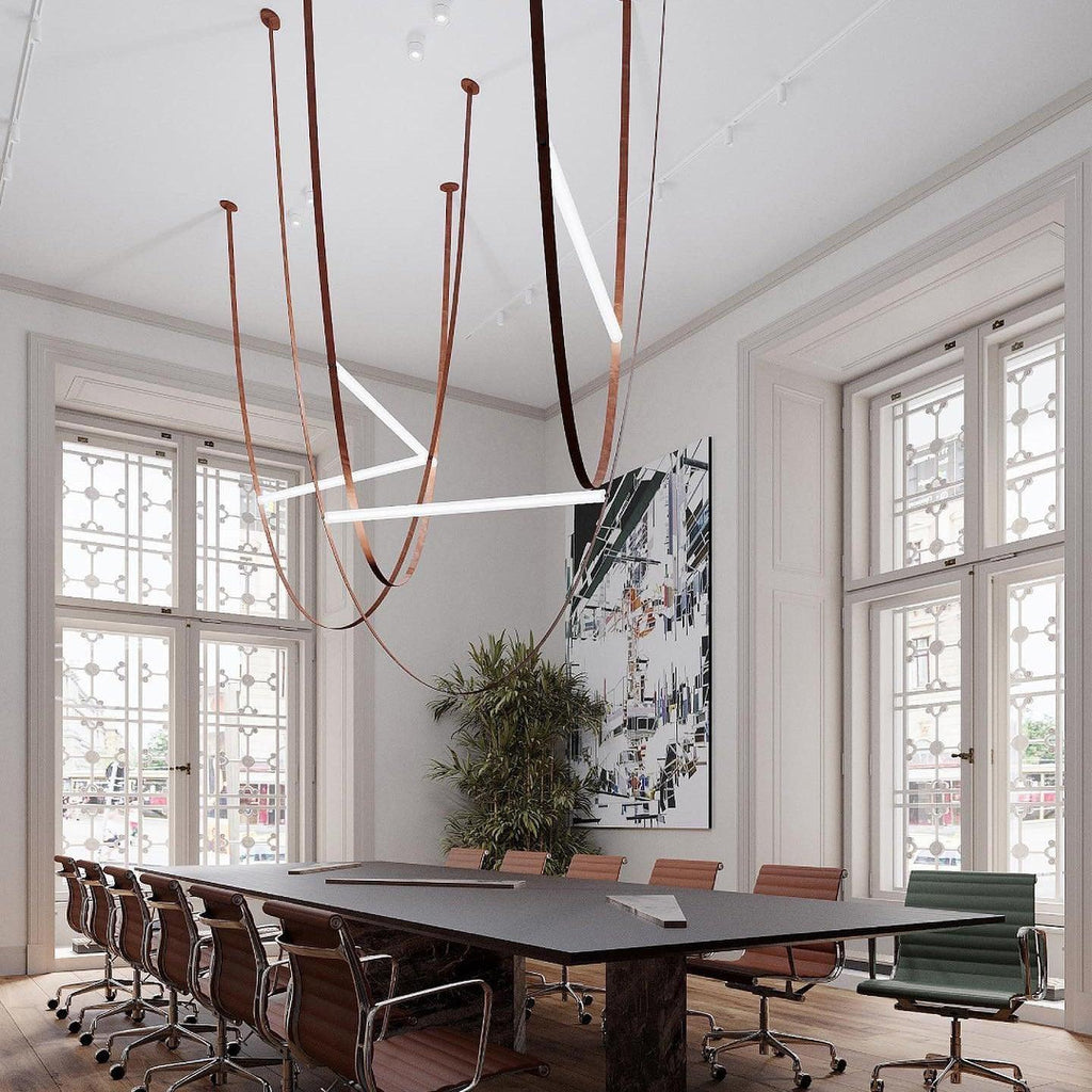 Tracer Belt Pendant Lamp — LED Silicone Diffuser, Premium Leather Belt Suspension