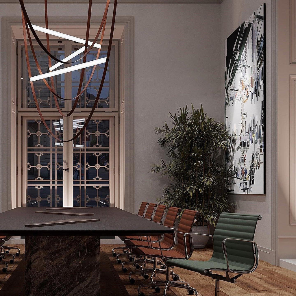 Tracer Belt Pendant Lamp — LED Silicone Diffuser, Premium Leather Belt Suspension