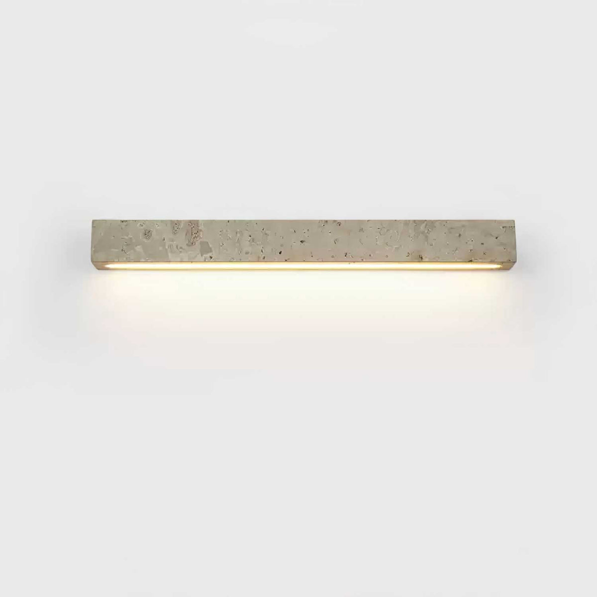 Luminária suspensa Ardora em travertino — 48cm de comprimento, 5cm de profundidade, amarelo natural