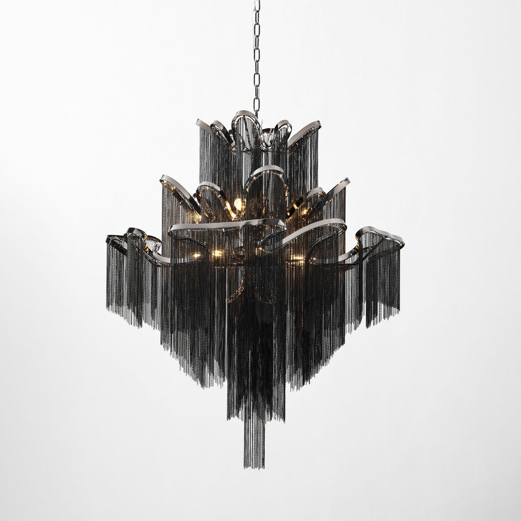 Stream Chain Chandelier — Cascading Link Design, Gold & Silver Finishes