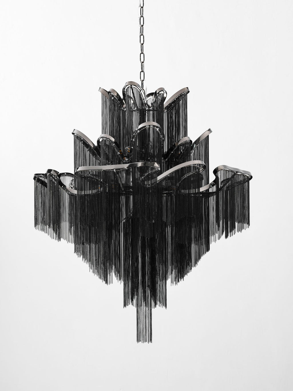 Stream Chain Chandelier — Cascading Link Design, Gold & Silver Finishes