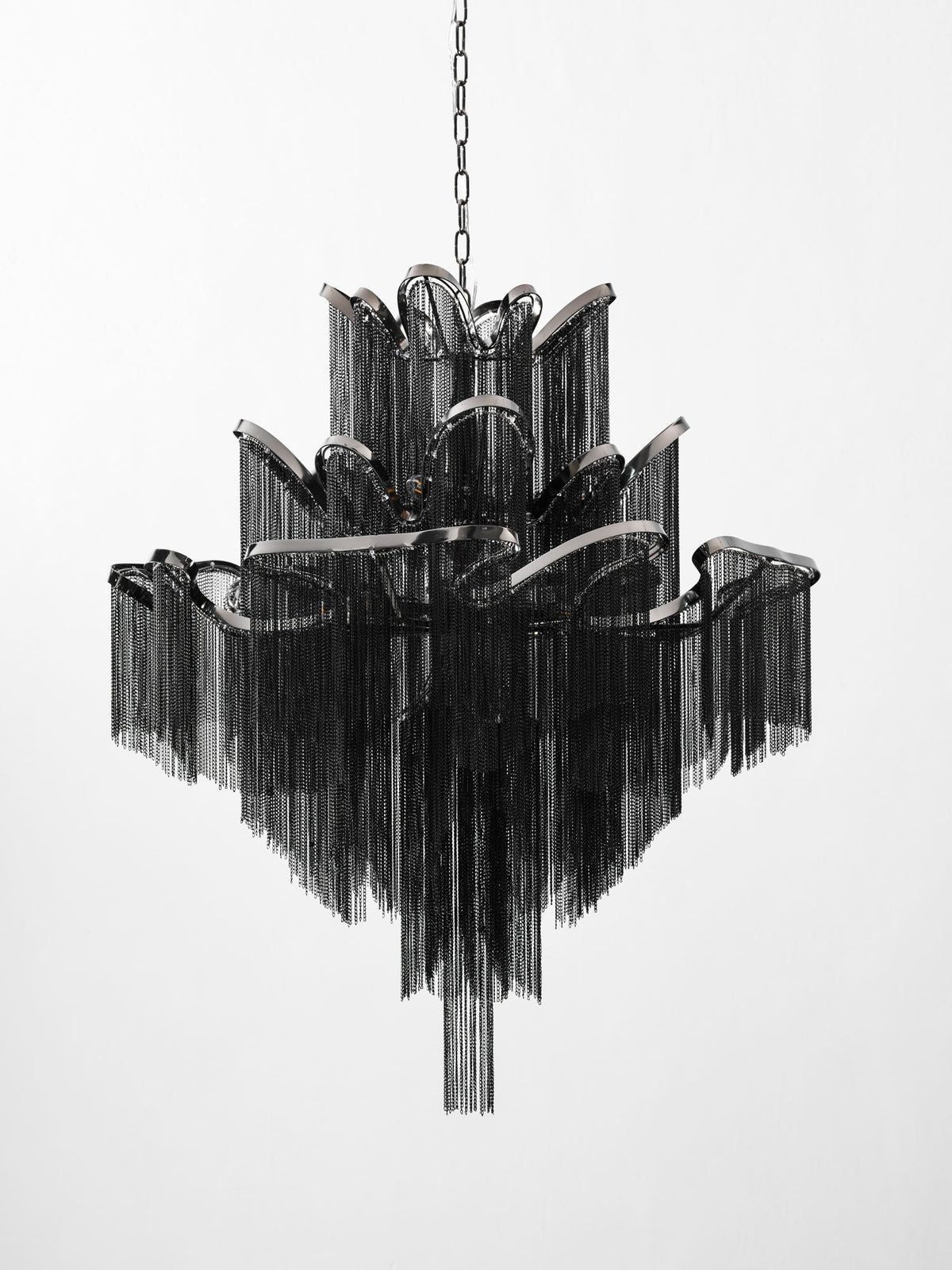 Stream Chain Chandelier — Cascading Link Design, Gold & Silver Finishes