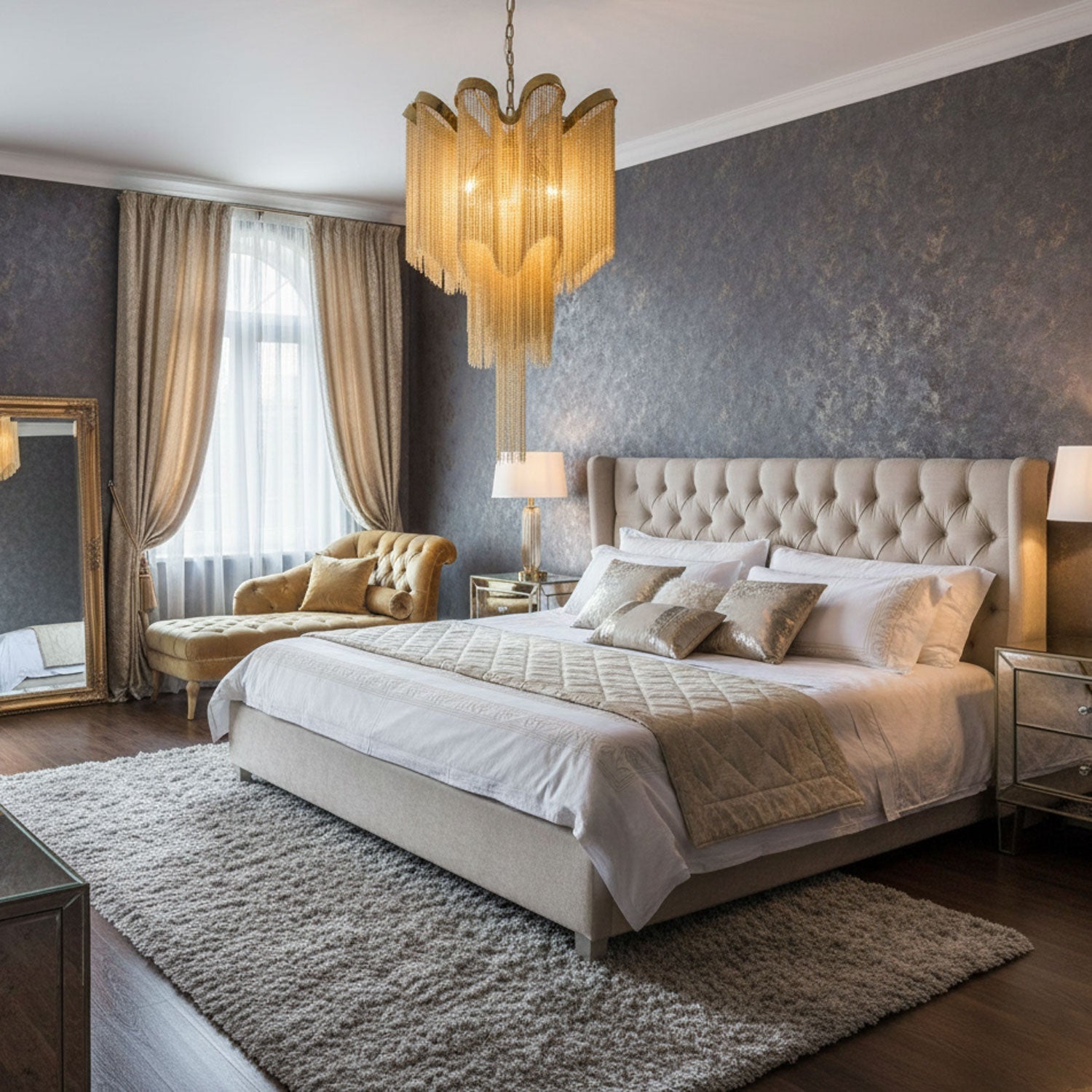 Stream Chain Chandelier — Cascading Link Design, Gold & Silver Finishes