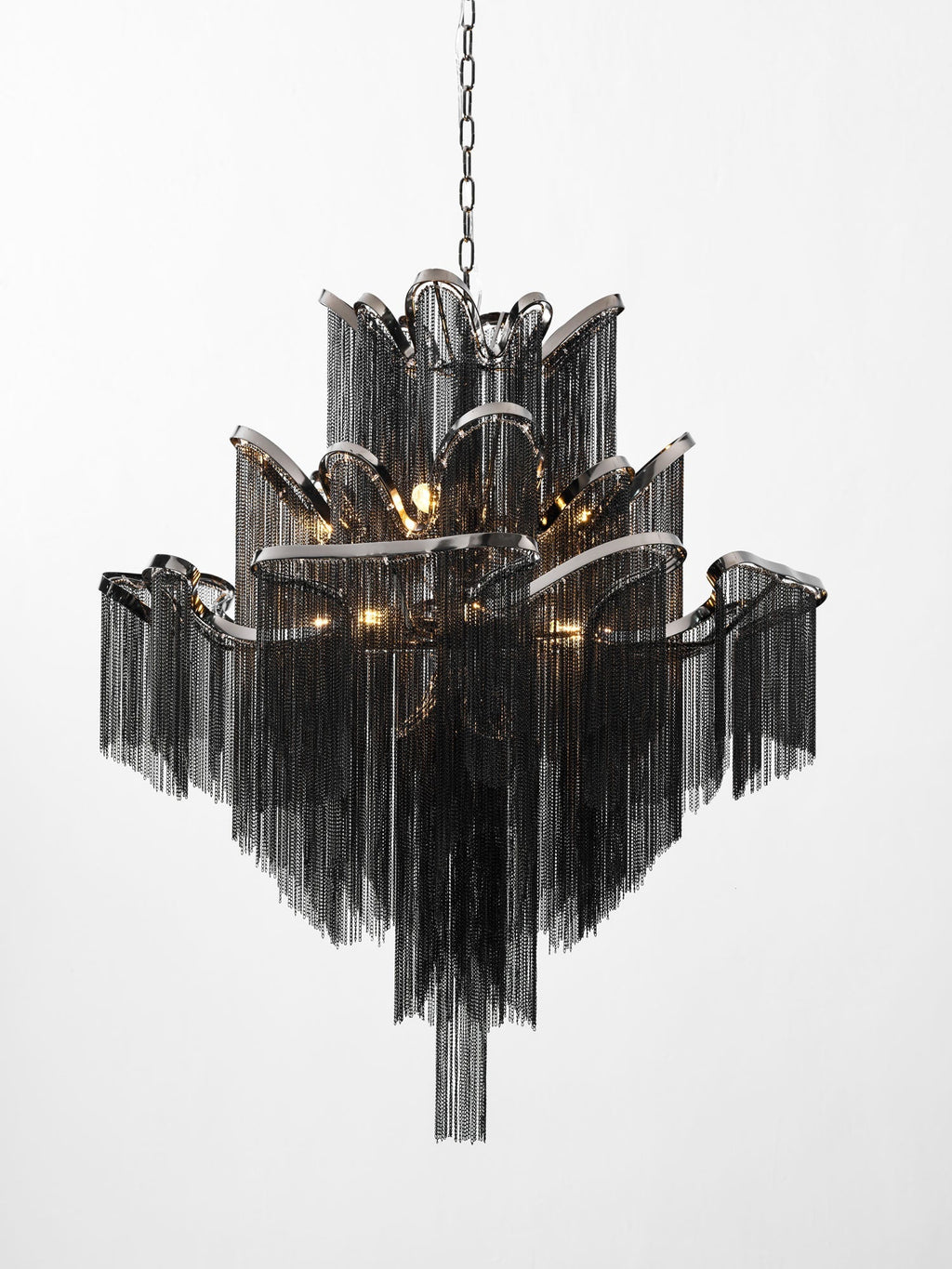 Stream Chain Chandelier — Cascading Link Design, Gold & Silver Finishes