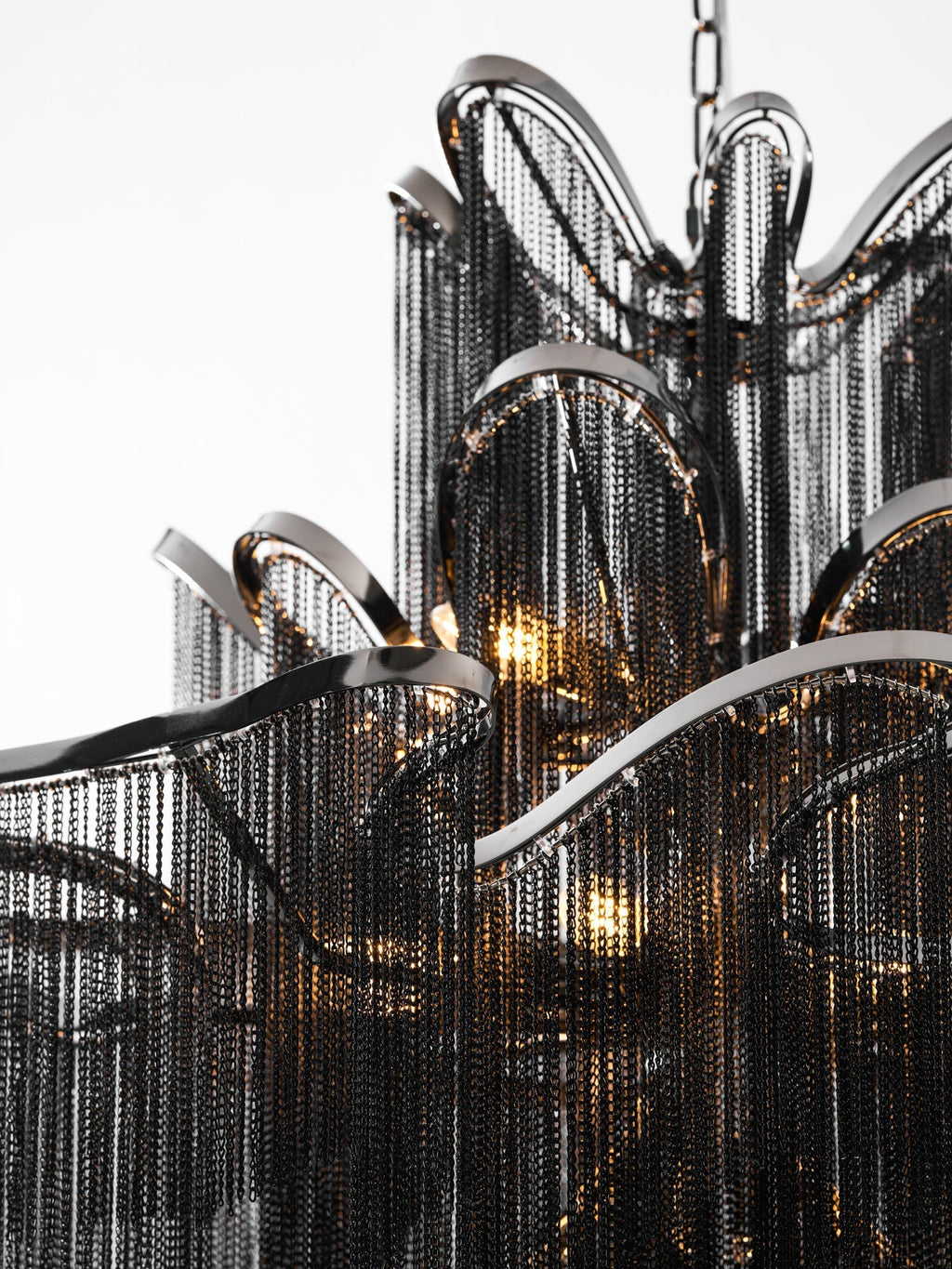 Stream Chain Chandelier — Cascading Link Design, Gold & Silver Finishes