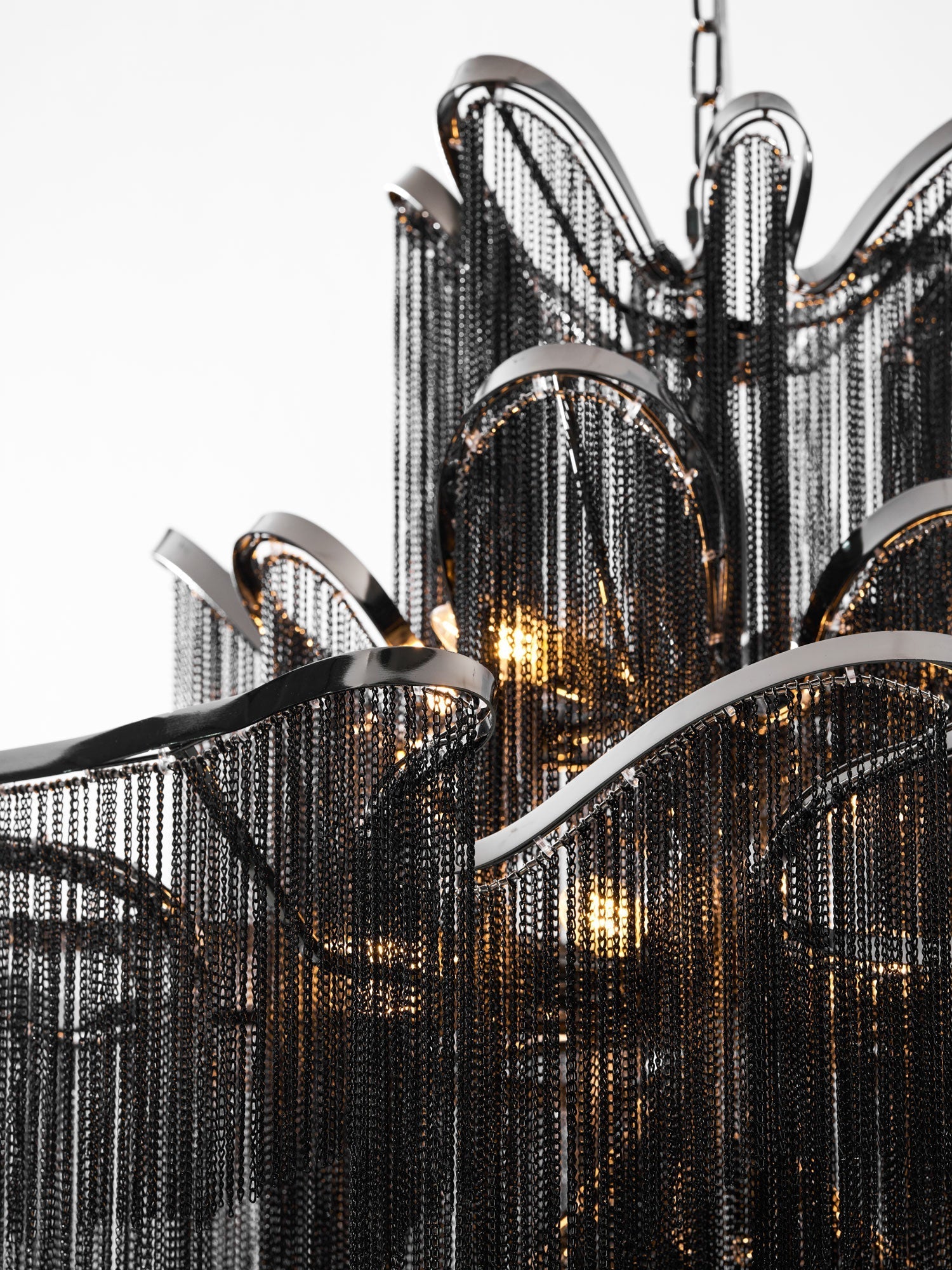 Stream Chain Chandelier — Cascading Link Design, Gold & Silver Finishes