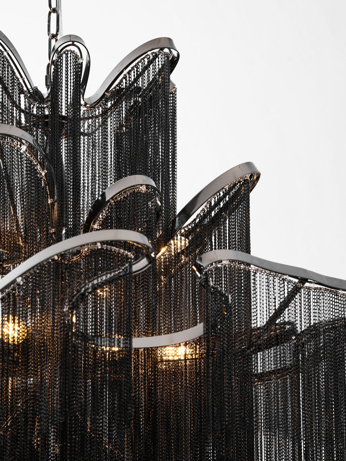 Stream Chain Chandelier — Cascading Link Design, Gold & Silver Finishes