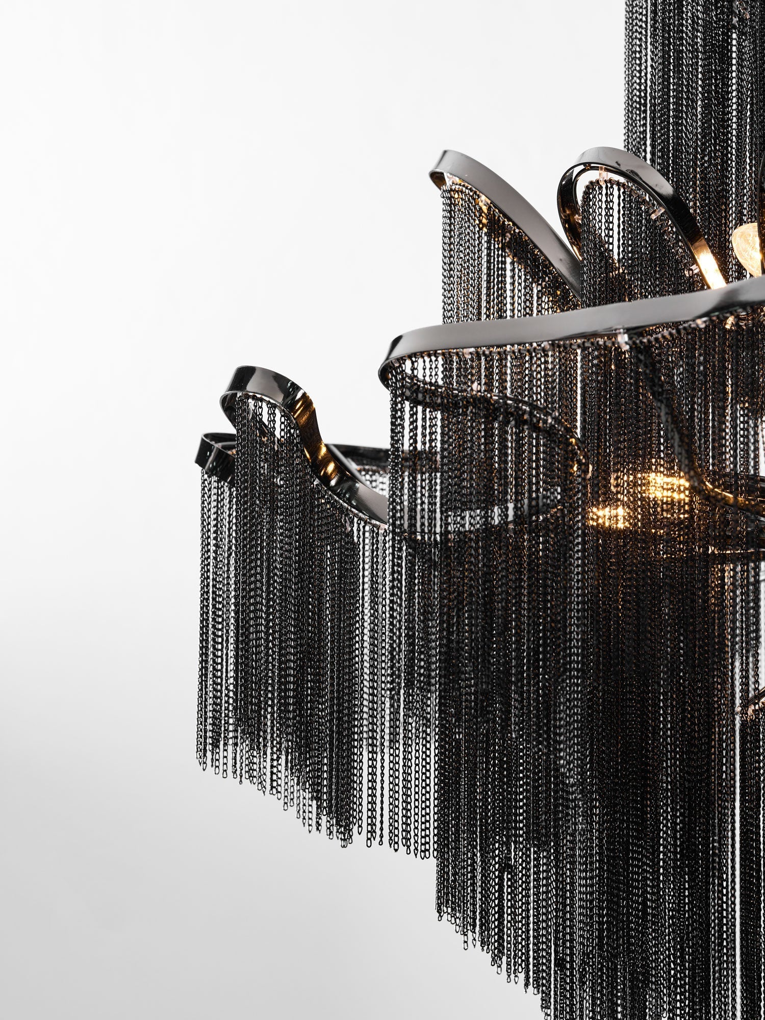 Stream Chain Chandelier — Cascading Link Design, Gold & Silver Finishes