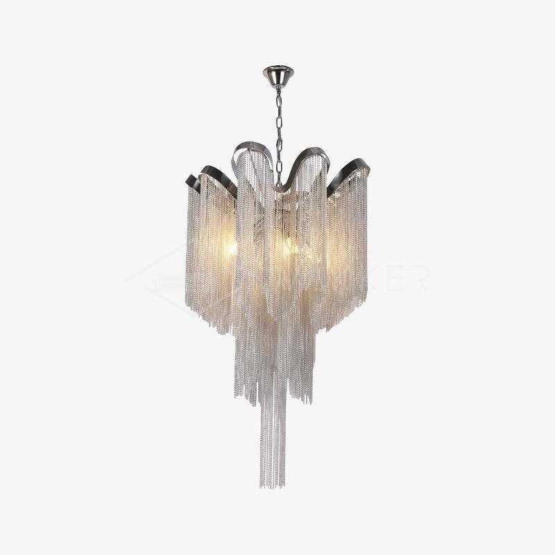 Lampada a sospensione Lustra in nichel — Design con catena a cascata