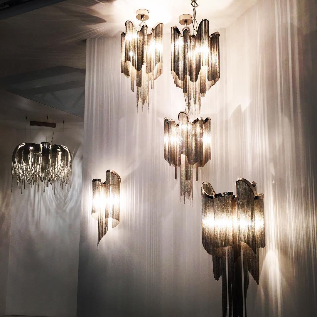 Stream Chain Chandelier — Cascading Link Design, Gold & Silver Finishes
